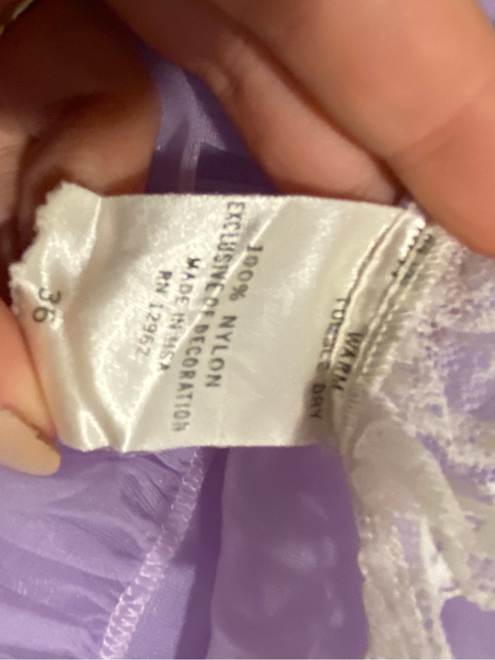 Sheer Lavender Peignoir with White Ruffle Collar Size Small - Picture 3 of 4